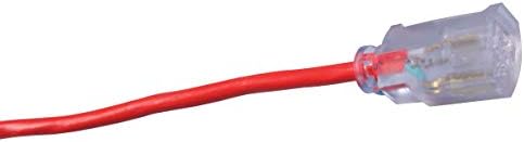 100ft SJTW 14/3 Outdoor Ext Cord W/ Lighted End (Red)