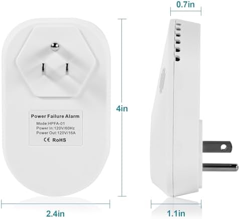 Briidea Power Failure Alarm with LED Indicator & 80dB Siren, Powered by Rechargeable Battery (Included), Perfect for Monitoring Refrigerators, Freezers, Sump Pumps, Aquariums - Image 6