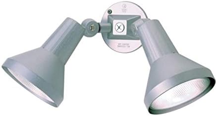 Ciata 15" Outdoor Security Flood Light 2 Head with Heavy Duty Cast Aluminum Body 150W PAR38 Weather Proof Grey Finish