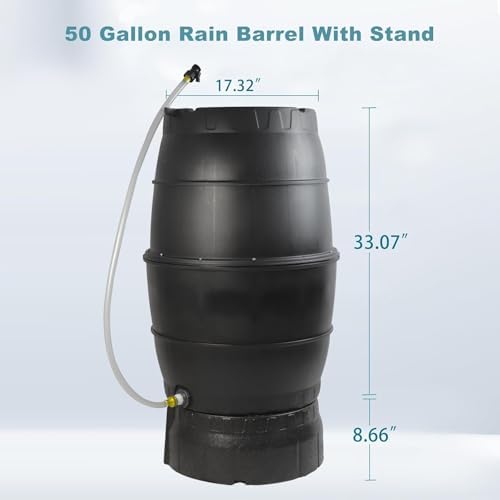 SQUEEZE master 50 Gallon Rainwater Collection Barrel with Stand-BPA Free Home Rain Catcher with Outlet Hose-Flatback Designed Water Storage Collection Barrel for Gardens and Plants - Image 3