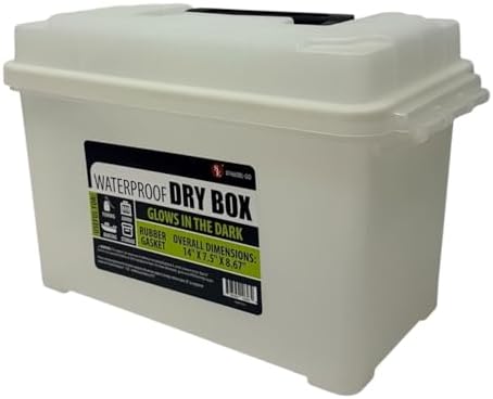 SE Glow in the Dark Waterproof Dry Box with Detachable Lid 14" x 7.5" x 8.67" Storage Case with Rubber Gasket Seal, Snap Closures & Handle for Camping, Boating, Fishing Gear - 87466DBL-GID - Image 2