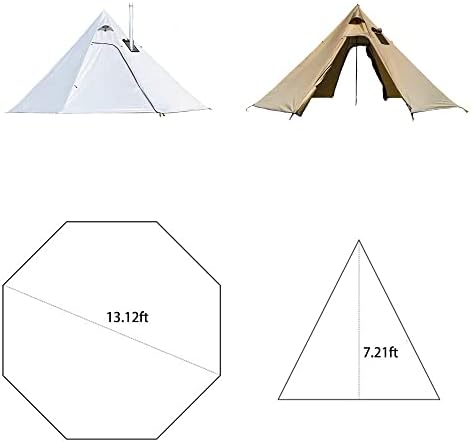 Tipi Hot Tent with Fire Retardant Stove Jack for Flue Pipes, 3~4 Person, Lightweight, Teepee Tents for Family Team Outdoor Backpacking Camping Hiking - Image 2