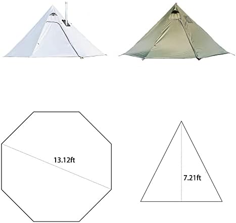 Tipi Hot Tent with Fire Retardant Stove Jack for Flue Pipes, 3~4 Person, Lightweight, Teepee Tents for Family Team Outdoor Backpacking Camping Hiking - Image 2