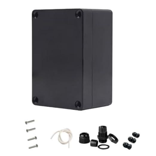 Project Box for Electronics -Electrical Enclosure, Junction Box ABS Plastic Dustproof Waterproof IP65, with 4 PCS M16 Cable Glands Black (7.87 x4.72 x2.95 inch (200x120x75 mm))