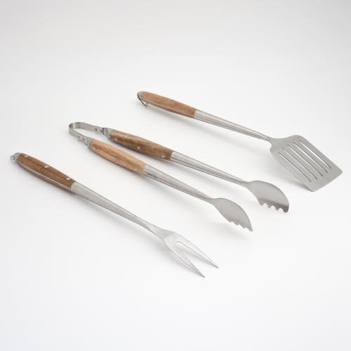 3-Piece Heavy-Duty BBQ Tool Set, 18-Inch, Acacia Handles - Image 3