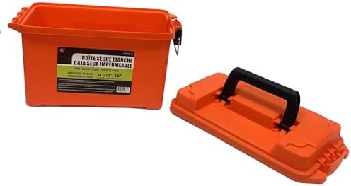 SE Waterproof Dry Box with Detachable Lid – 14" x 7.5" x 8.67" Orange Storage Case with Rubber Gasket Seal, Snap Closures & Handle for Camping, Boating, Fishing Gear & Outdoor Protection - 87466DBL-OR - Image 2