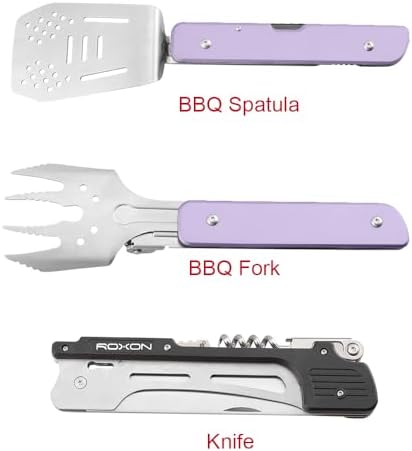 ROXON 6-in-1 Folding Grill Utensils Set, 14" BBQ Tools for Camping S601 - Image 2