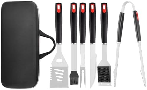 Grilling Accessories Set Spatula Fork Cleaning Brush Food Tongs Carving Knife Basting Brush Durable Stainless Steel BBQ Grill Tools with Extra Thick Storage Case BBQ Accessories Grill Set - Image 7