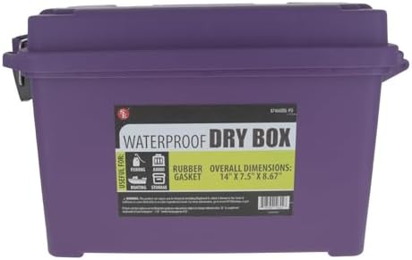 SE Waterproof Dry Box with Detachable Lid – 14" x 7.5" x 8.67" Purple Storage Case with Rubber Gasket Seal, Snap Closures & Handle for Camping, Boating, Fishing Gear & Outdoor Protection - 87466DBL-PU - Image 3