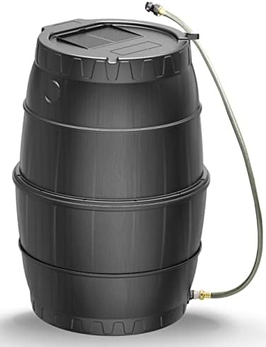 SQUEEZE master 50 Gallon Rainwater Collection Barrel Without Stand-BPA Free Home Rain Catcher with Water Diverter, Outlet Hose-Flatback Designed Water Storage Collection Barrel for Gardens and Plants by CompostingandWineMakingMaster