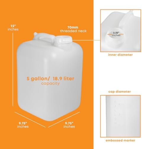 FastRack 5 Gallon Hedpak with Cap (Pack of 2) | BPA-free, Food-Grade, and Leak-Proof | White Water Container | Ideal for brewing, fermentation, or storage - Image 3