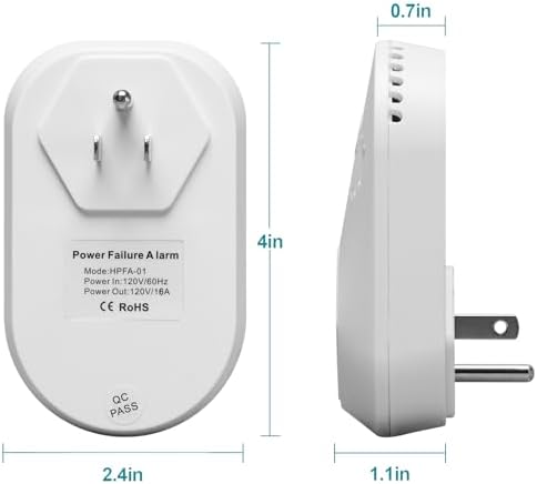Briidea Power Failure Alarm with LED Indicator & 80dB Siren, Powered by Rechargeable Battery (Included), Perfect for Monitoring Refrigerators, Freezers, Sump Pumps, Aquariums (Pack 0f 2pcs), MK-134 - Image 6