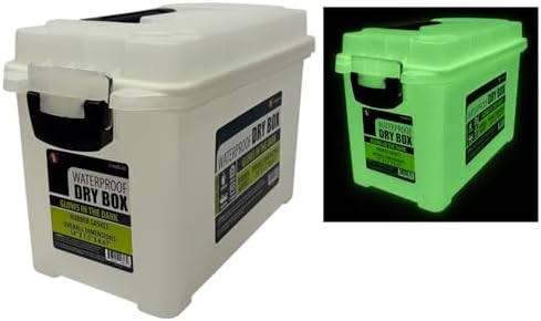 SE Glow in the Dark Waterproof Dry Box with Detachable Lid 14" x 7.5" x 8.67" Storage Case with Rubber Gasket Seal, Snap Closures & Handle for Camping, Boating, Fishing Gear - 87466DBL-GID by SE