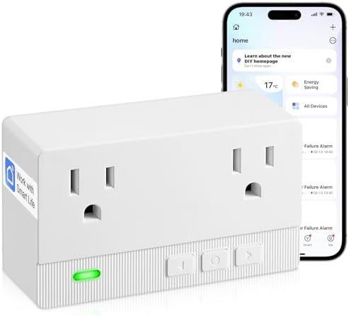 Freezer Alarm Wireless WiFi Alert 2.4GHz,Power Failure Alarm with 2 Socket, 110dB Power Loss Alert with LED Indicator,Blackout Alert for GFCI Trips,Refrigerator,Freeze,Compatible with Smart Life by BCY+hohipi