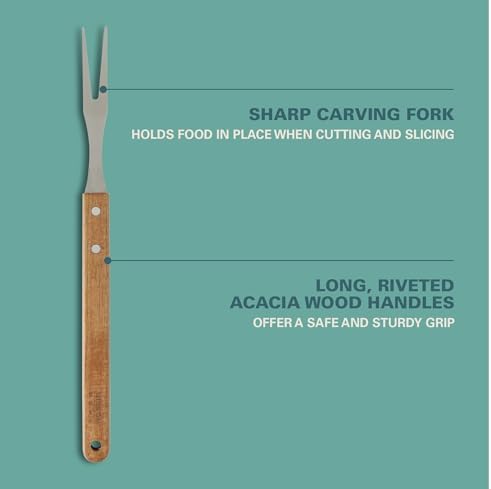 Gibson Home Barbeque Pro 8-Piece BBQ Tool Set with Acacia Wood Handles and Aluminum Storage Case – Grill Accessories Kit - Image 7