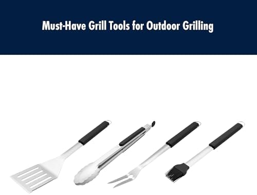 HENCKELS BBQ Grill Tool Set, 4-Piece Stainless Steel Barbecue Accessories with Spatula, Tongs, Fork & Basting Brush, Heavy Duty Outdoor Grilling Kit for Camping, Tailgate & Backyard Cooking - Image 2