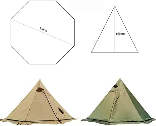 Tipi Hot Tent with Fire Retardant Stove Jack for Flue Pipes, 2~3 Person, Lightweight, Teepee Tents for Family Team Outdoor Backpacking Camping Hiking - Image 2