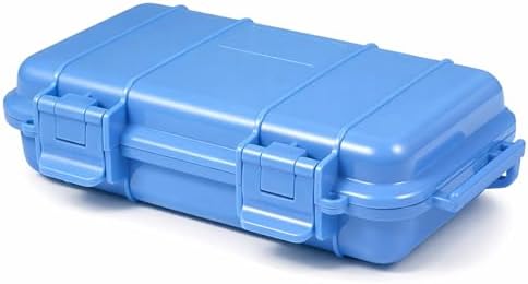 Dry Storage Box, Shockproof Waterproof Box with 2 U‑Shape Buckle, Plastic Storage Container for Cameras, Phones, Camping, Fishing, Hiking(Large-Blue) by Yuecoom