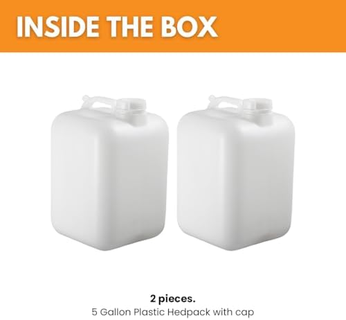 FastRack 5 Gallon Hedpak with Cap (Pack of 2) | BPA-free, Food-Grade, and Leak-Proof | White Water Container | Ideal for brewing, fermentation, or storage - Image 2