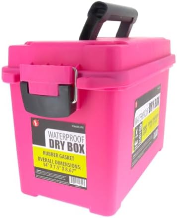 SE Waterproof Dry Box with Detachable Lid – 14" x 7.5" x 8.67" Pink Storage Case with Rubber Gasket Seal, Snap Closures & Handle for Camping, Boating, Fishing Gear & Outdoor Protection - Image 3