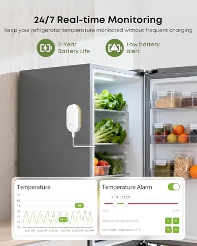 MOCREO WiFi Freezer Thermometer with Alarm, Wireless Refrigerator Temperature Sensor with Remote App Notification, Email Alert, 2 Years Free Data Export, for Home Kitchen Fridge Hot Tub - Image 4