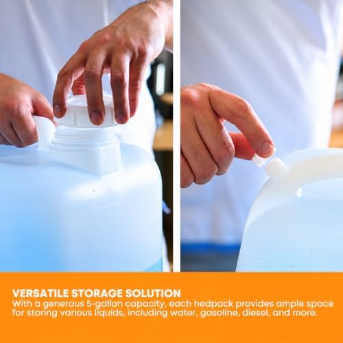 FastRack 5 Gallon Hedpak with Cap (Pack of 2) | BPA-free, Food-Grade, and Leak-Proof | White Water Container | Ideal for brewing, fermentation, or storage - Image 4
