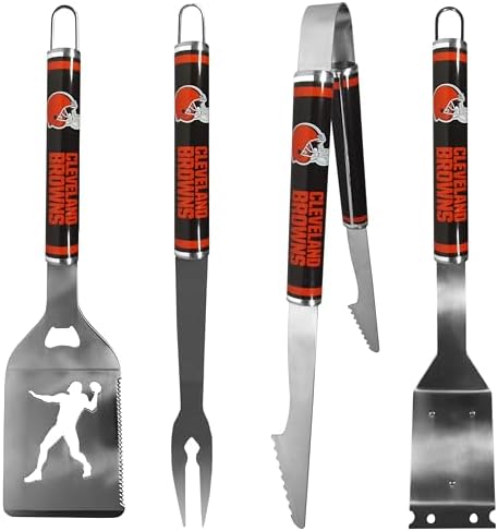 Siskiyou NFL Cleveland Browns 4 pc Logo Grill Tool Set, One Size, Team Colors by Siskiyou