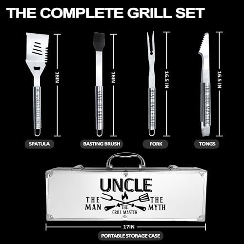 Uncle Gifts, Uncle Gifts from Niece/Nephew Heavy Duty Grilling Accessories Kit for Backyard BBQ, Thick Stainless Steel Grill Utensils with Non-Slip Handle Tool for Man on Birthday Fathers Day - Image 2
