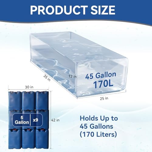 Emergency Drinking Water Storage 45 Gallon 3 Pack, Food-Grade Bathtub Bladder, BPA-Free, Ideal for Emergency Water Bank, Camping, RV Traveling, Hurricane, Storm & Disaster Preparedness Supplies (3) - Image 2