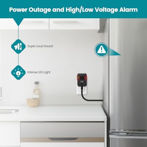 Briidea Power Outage Alarm with LED Indicator Lights and 80-120dB Adjustable Alarm, Perfect for Monitoring Refrigerators, Freezers & Sewage - Image 2