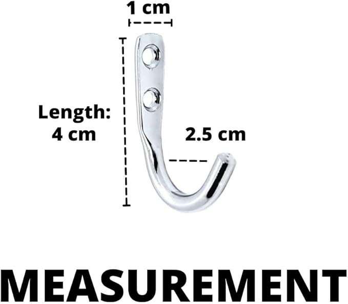 FAPBADRI Multipurpose Hooks, Used to Hang Clothes, Bags, Coats, Curtain Hold Backs, Keys, Colour - Silver, Material - Stainless Steel, Screws and Wallplugs Included, Pack of 2 Pieces
