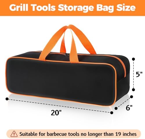 Grill Utensil Storage Bag for Outdoor Grilling, 20 x 6 x 5 in, Black - Image 2