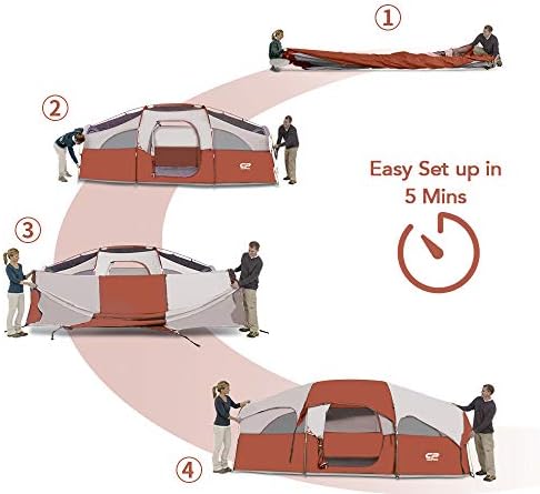 CAMPROS CP 8 Person Camping Tent, Room Divider, Rainfly, Weather Resistant - Image 3