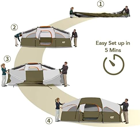 CAMPROS CP 8 Person Camping Tent, Room Divider, Rainfly, Weather Resistant - Image 2