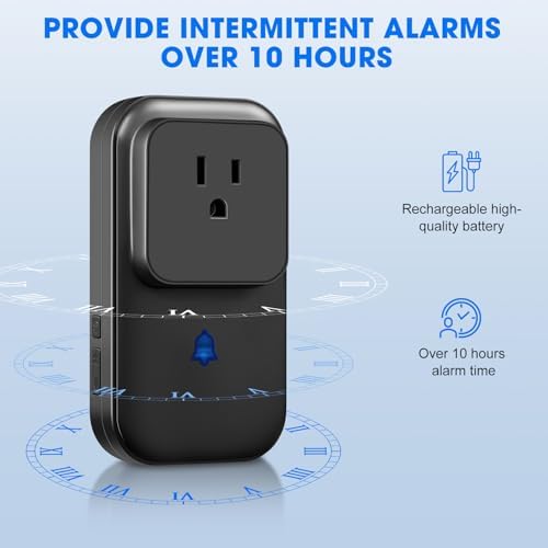 Power Loss Alarm with LED Indicator, 80-110dB Adjustable Freezer Alarm with 7 Sirens, Perfect for GFI/GFCI Trips, Refrigerator (1 Pack) - Image 4
