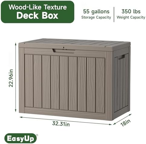 EasyUp 55 Gal Waterproof Outdoor Storage Box UV Resistant Deck Box - Image 3