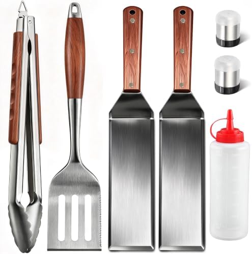 7-Piece Grill Tools Set, Long Thicker Spatulas Tongs Grill Utensils by BBQTOOLACCESSORIESFORGRIDDLE