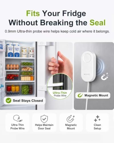 MOCREO WiFi Freezer Thermometer with Freezer Alarm, Screen Display, App Email Buzzer Alerts, Power Outage Alert, Ultra-Flat Probe, 2 Sensors, Remote Temperature Monitor for Home Kitchen Garage - Image 6