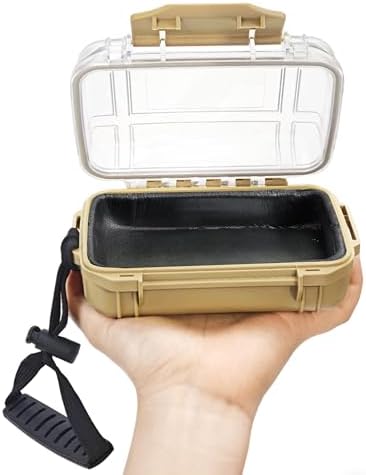 Hlotmeky Small Waterproof Box Mini Dry Box Waterproof Case Small Watertight Storage Box Micro Fishing Tackle Box Dry Case Terminal Tacklebox Small Hard Carrying Case for Kayaking, Boating by Hlotmeky