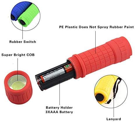 Whaply 30-Pack Small Mini Flashlight Set, 5 Colors, COB LED Handheld Flashlight with Lanyard,90-Pack AAA Battery Included for Kids/Night Reading/Party/Camping/Emergency/Hunting