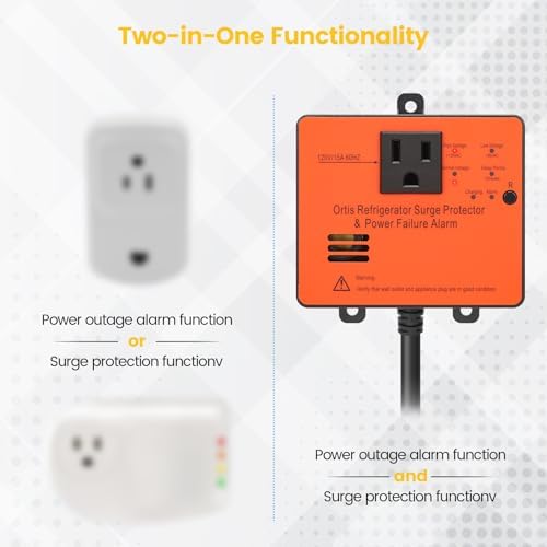Ortis Refrigerator Surge Protector & Power Failure Alarm, Protects Against Voltage Abnormalities, with LED Indicator Light & 110dB Alarm, Ideal for Refrigerators, Freezers, and Sewage - Image 3