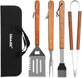 IMAGE Wooden BBQ Accessories Grill Sets,Stainless Steel BBQ Grill Tools Utensils Set for Outdoor Grilling, Cooking, Backyard Barbecue & Camping Gift for Man Dad Women Barbecue Enthusiasts Set of 4 by IMAGE