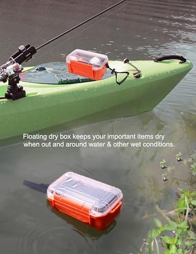 Hlotmeky Small Waterproof Box Dry Box - Floating Waterproof Containers with Padding & Clear Top, Protective Case Small Watertight Storage Box for Kayak Boat Orange Micro Case - Image 4