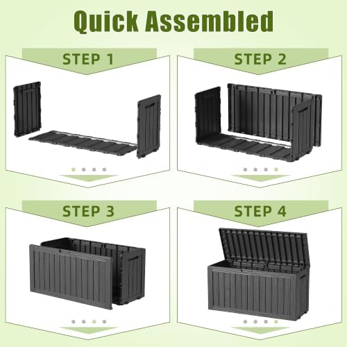 165 Gal Outdoor Storage Box Waterproof Deck Boxes w/ Built-in Wheels - Image 7