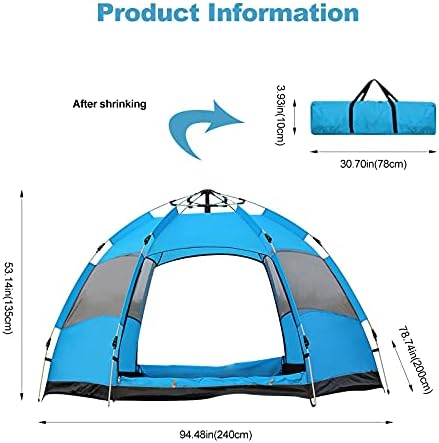 Ergocar Camping Tent 210T PU Cloth Waterproof Windproof Dome Tent, 3 to 4 Man Ultraligh Ventilated Pop up Tent for Family, Hiking, Backpacking & Fishing - Image 7