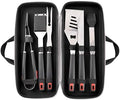 Grilling Accessories Set Spatula Fork Cleaning Brush Food Tongs Carving Knife Basting Brush Durable Stainless Steel BBQ Grill Tools with Extra Thick Storage Case BBQ Accessories Grill Set by YJHOLE