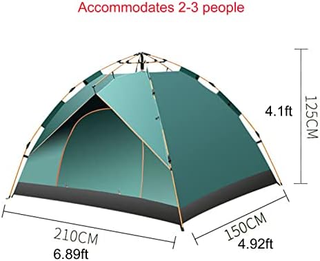 Camping Tent Instant Pop-Up Tent Waterproof Windproof Family Dome Tent for Camp Backpacking Hiking Outdoor Lightweight,Canvas Bell Tent with Carry Bag & Nail,Orange,B - Image 2