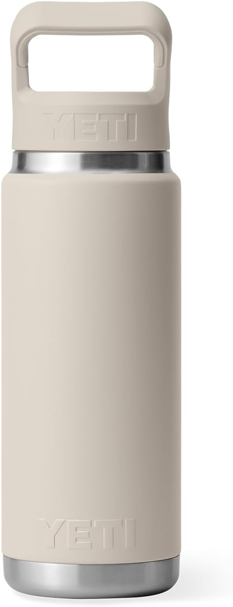 YETI Rambler 26 oz Bottle, Vacuum Insulated, Stainless Steel with Color Matching Straw Cap
