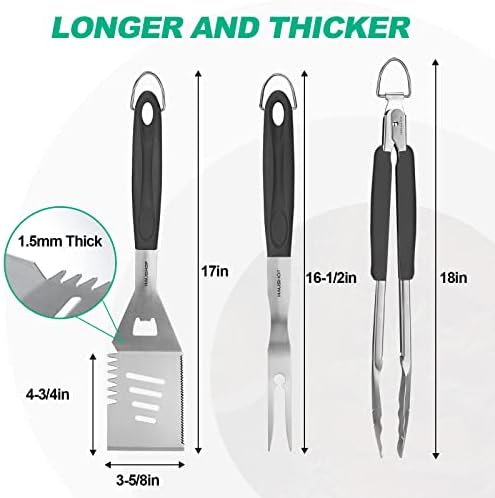 HAUSHOF Large Grill Accessories Heavy Duty BBQ Set Gifts for Men/Women - Premium Stainless Steel Spatula, Fork & Tongs, Barbecue Utensils Tool Kit Gift for Grilling Lover Outdoor (Color Box) - Image 2