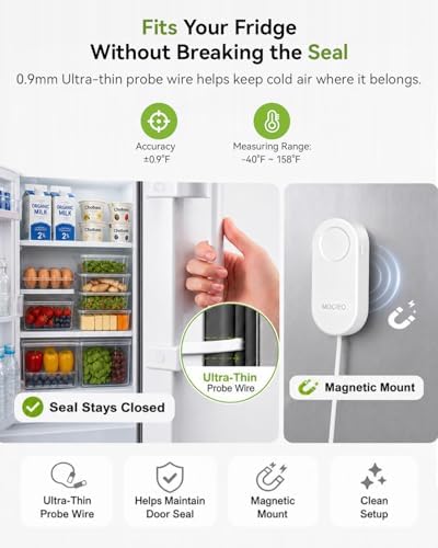 MOCREO WiFi Freezer Thermometer Alarm with Digital Monitor Hub, App and Email Alerts, 2-Year Data Export, No Subscription Fee, 2 Remote Temperature Sensors for Home Refrigerator, Fridge, Freezer - Image 4